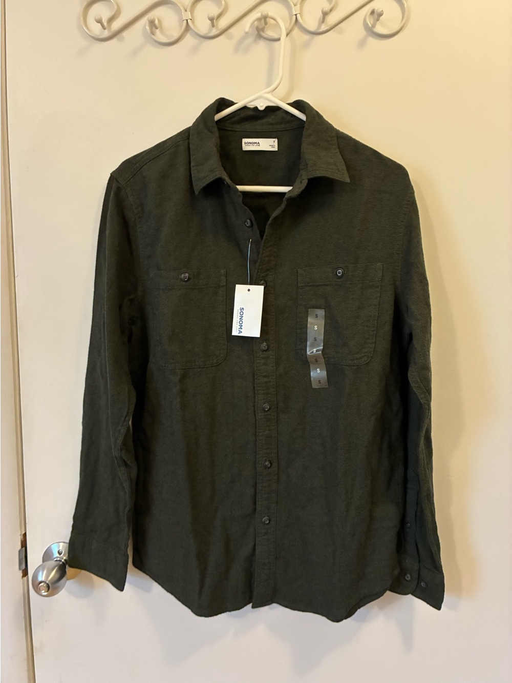 NWT Men’s Sonoma Supersoft Flannel - Dark Green - size Medium